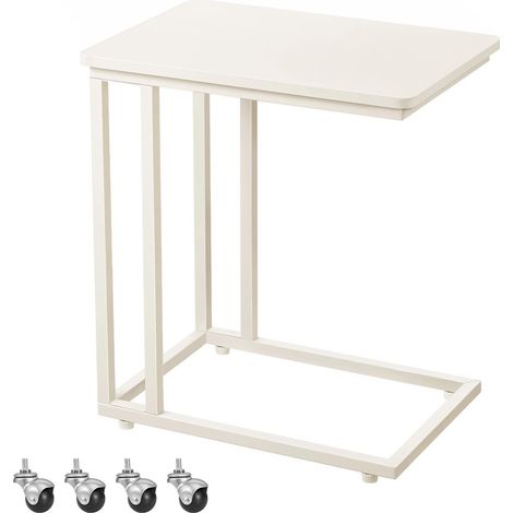 Beistelltisch C-Form mit Rollen 35 x 50 x 60 cm – mobiler Kaffeetisch, Sofa-Couchtisch für Wohnzimmer und Schlafzimmer