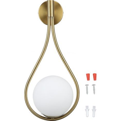 Toivize Wandleuchte „Wassertropfen“, Opalglas und goldfarbenes Eisen, elegantes Design für Wohnzimmer, Schlafzimmer, Flur, Innenbeleuchtung (1/5)