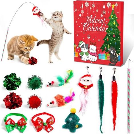 Calendrier de l'Avent pour chat 2025, calendrier de Noël interactif de 12 jours avec jouets, idée cadeau pour les amoureux des chats (1/5)