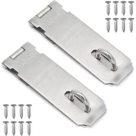 Silver 2 Pieces Padlock Hasp Clip,Door Clasp Door Lock Hasp Steel Lock,Padlock Clasp 128mm with Screws Door Cabinet Security (1/4)