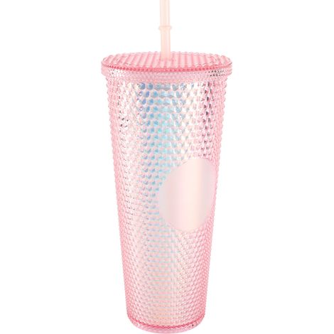 Gobelet à eau de grande capacité de 710ML/24OZ, gobelet mat entièrement clouté en plastique réutilisable avec couvercle anti-fuite à Large ouverture, paille. (1/5)