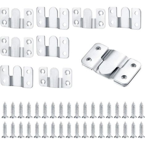 10 Pièces Support Montage Encastré Dissimulé, Supports Suspension Emboîtement Robuste, Connecteur de Meubles, Matériel Suspension Mural Acier Inox Suspendu pour Photos, Miroirs, Sffichage d'ima (1/5)