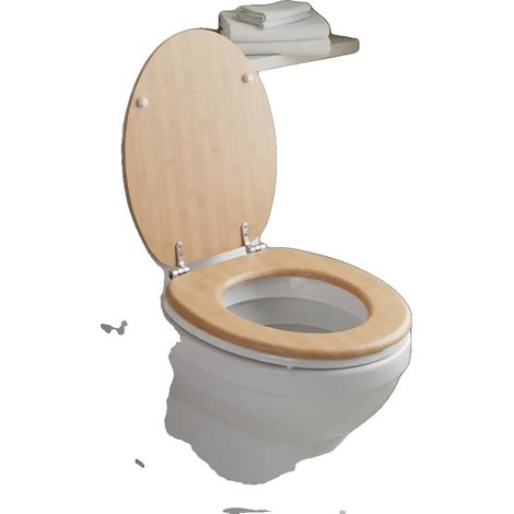Couvre-WC, Design en Bambou, Ajustement Universel, vert armée (1/2)