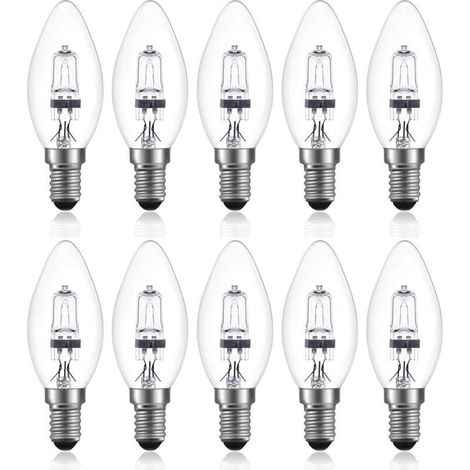 42W E14 C35 Dimmable ampoule halogène AC 220-240V Blanc Chaud 2700K e14 transparante ampoule halogene bougie (10pcs) (1/5)