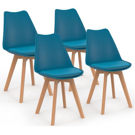 Set di 4 sedie da pranzo scandinave SARA blu anatra (1/5)