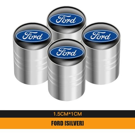 (Argent) 4 bouchons de valve de pneu en aluminium pour voiture, compatibles avec Fiesta, Focus, Fusion, Ranger, Explorer, Escape, Kuga, Mondeo et Ecosport (1/5)
