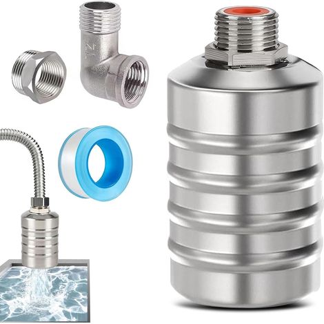 Vanne flottante, contrôle automatique du niveau d'eau en acier inoxydable, vanne de régulation de niveau d'eau 3/4 pouce vanne flottante automatique pour réservoir d'eau piscine niveau d'eau (1/5)