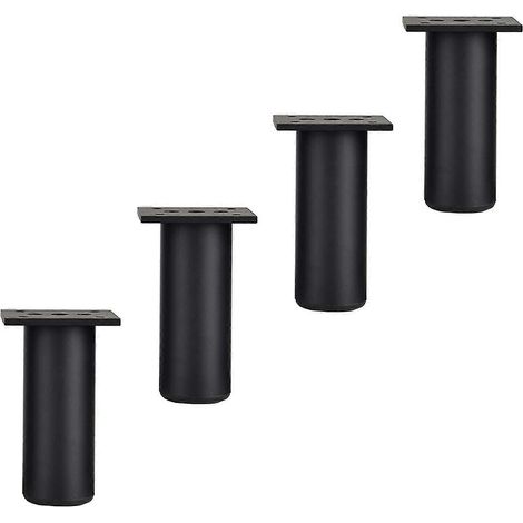 pieds de meuble, pieds de support réglables pour canapé, pieds en métal pour lit/meuble TV, avec vis, noirs, 10 cm (1/5)