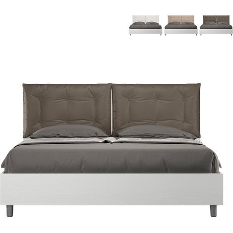 Lit double de rangement 160x190cm coussins en bois Egos Annalisa Couleur: Marron - Version: Modèle standard (1/5)