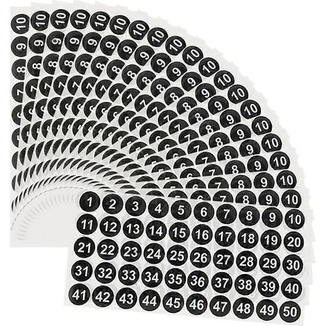 20 feuilles d'autocollants numérotés-2.5X2.5CM (1/3)
