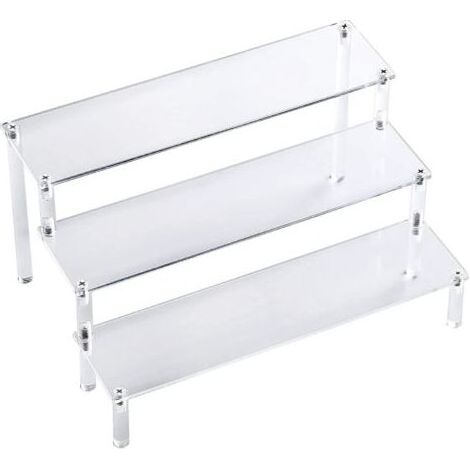 Présentoir Marches à 3 Niveaux en Acrylique, Étagère à Escalier Transparents Organisateur Décoration de Collection pour de Collection Claire, présentoir de Figurine (20 cm) (1/5)