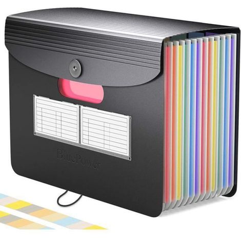 BOITE A ARCHIVE Trieur Accordeon A4 12 Compartiments avec CouvercleRangement Papier AdministratifPortableBureau Debout Range 199 (1/4)