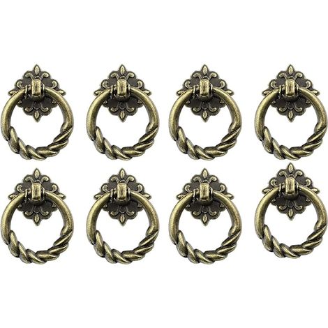 Lot de 8 poignées de porte style vintage, boutons de meubles antiques en bronze, convenant aux armoires, meubles de salle de bain, meubles, etc. (Bronze)