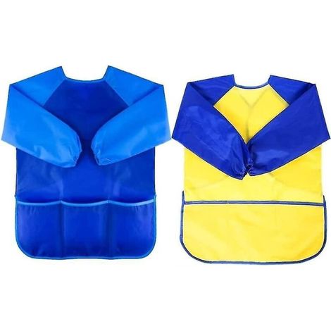 Lot de 2 tabliers de peinture pour enfants, blouses de peinture, tabliers de loisirs créatifs bleus (1/5)