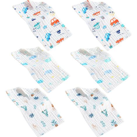6 serviettes de toilette enfants, coton, 25 x 50 cm, multicolore, carrées, pour nouveau-nés et tout-petits (1/5)