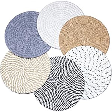 4 Dessous de plat résistant à la chaleur, en coton, 22,1 x 21,1 x 5,8 cm, gris, pour plats chauds et casseroles (1/5)