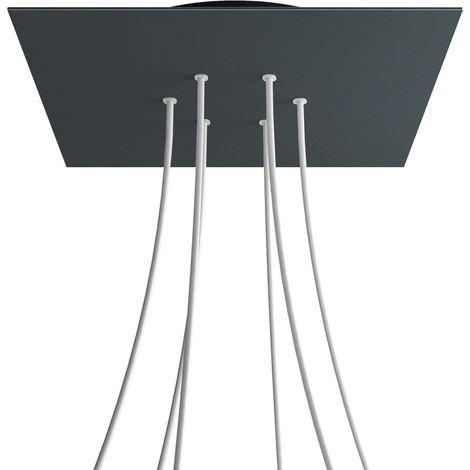 creative cables Rosone XXL Rose-One Quadrato, 400 mm con 6 Fori e 4 Fori Laterali - Antracite, Nero (1/5)