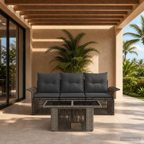 vidaXL Conjunto de sofás de jardín 4 uds. Gris y Gris Oscuro (1/5)