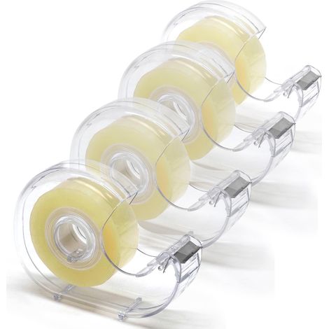 Pack de 4 Ruban adhésif transparent avec Dévidoir, haut pouvoir adhésif, largeur 19 mm rouleau de 33m épaisseur 50 microns Brillant (1/4)
