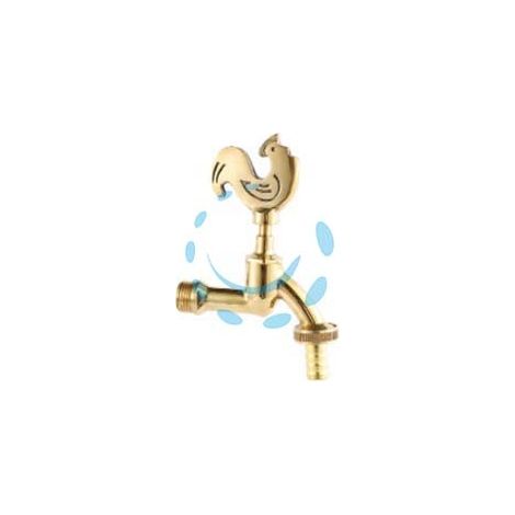 RUBINETTO ARTISTICO IN OTTONE ORO LUCIDO GALLO LIMP - attacco M1/2" - raccordo terminale M 3/4"