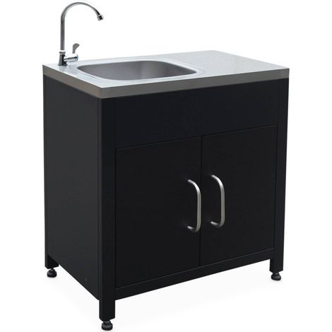 Meuble de cuisine extérieure en acier avec évier L80cm