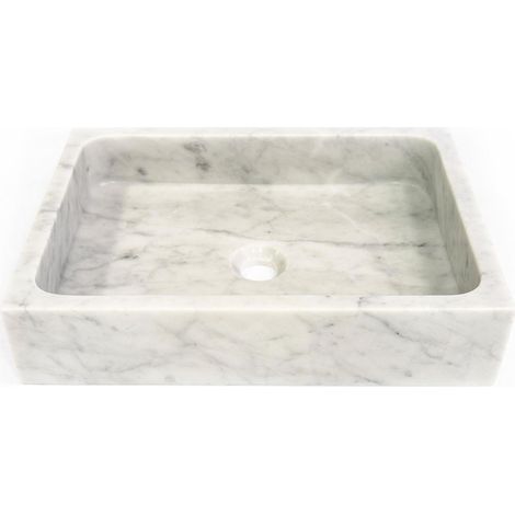 FugaFlow Efficiente Arredo Vasque à poser 50x36x11cm Rectangulaire pierre naturelle marbre poli