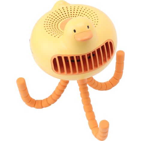 Ventilateur portable pour poussette, silencieux, en forme de canard, mignon, 2 modes d'alimentation, 3 vitesses de ventilation sécurisées, fixation par pince, jaune (1/5)