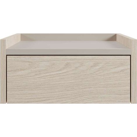 Mesita de noche suspendida modelo Blanca 1 cajón acabado pusula/crema, 42cm(ancho) 18.2cm(alto) 35cm (fondo) (1/5)