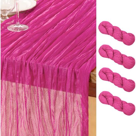 Set de 4 chemins de table en mousseline, Rouge caoutchouc– 17x108 pouces, style bohème et rustique (1/5)