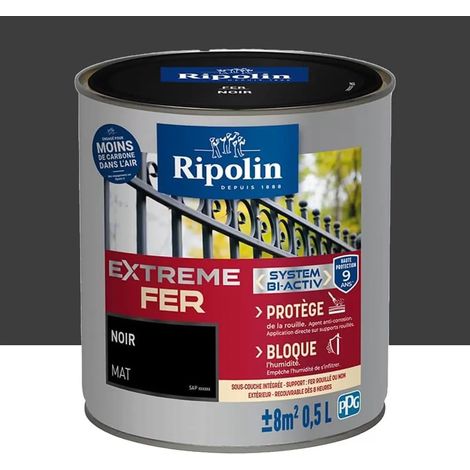 Peinture Fer RIPOLIN Extreme Fer Bi-Activ Noir mat 0,5 L (1/3)