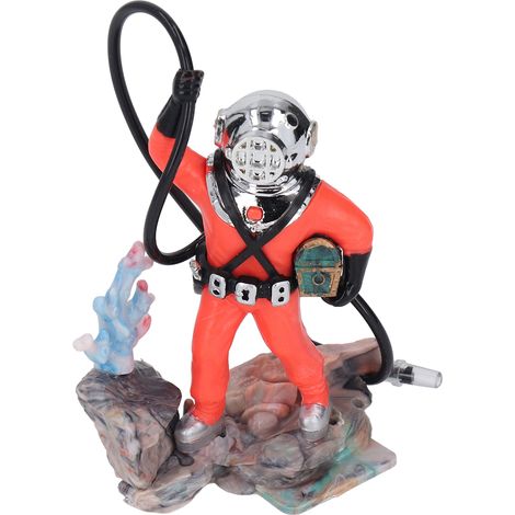 Décoration d'aquarium en forme de plongeur aérateur à air comprimé - Ornement exquis pour aquarium - Rouge (1/5)