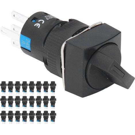 25PCS Interrupteur à bouton rotatif carré 5 broches 16 mm à verrouillage automatique 24 V BEMLA1611XD/21F (vert) (1/5)