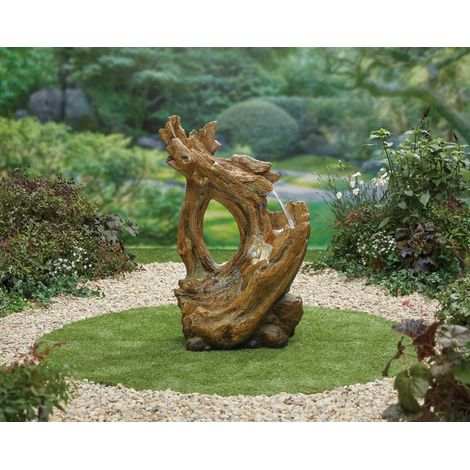 Easy Fountain Knotted Willow Falls LED Natural Garden Water Feature Wood Effect