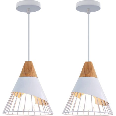 2pcs Pendant Lighting, Modern Hanging Ceiling Lamp in Badminton Shape, Creative Chandelier with Lampshade E27 Edison for Kitchen Island Dining Room Restaurant (White) (1/4)