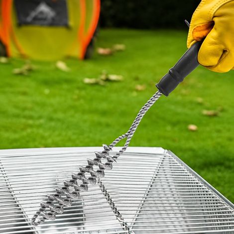 Brosse de barbecue à ressort en spirale, poils acier inoxydable, pour grille, gril et four, manche PP (1/4)