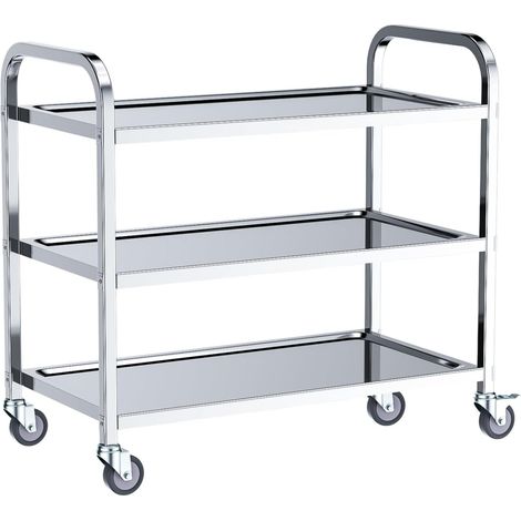 Chariot de Service desserte de Cuisine à roulettes 3 étagères 95x50x95 cm Desserte, Déplacement Silencieux pour Rangement Clinique Cuisine Hôtel Salon de Beauté (1/5)