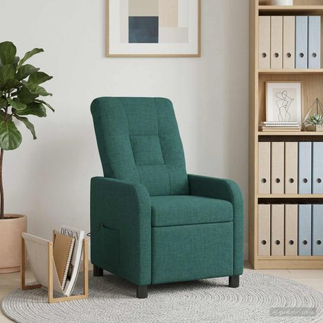 vidaXL Silla de masajes reclinable Verde oscuro Tela (1/5)