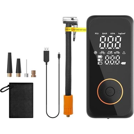 Pompe à air portable avec double affichage numérique, compresseur d'air portable, idéal pour voitures, motos et vélos (1/5)