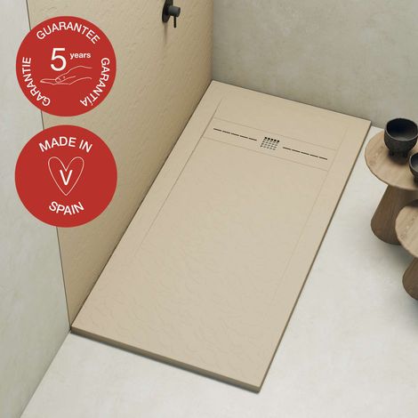 Receveur de douche Poalgi, extraplat, blanc perle, L.90 x l.160 cm, finition ardoise, série Gneis
