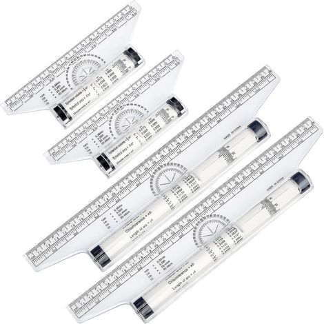Ensemble de 4 règles parallèles à rouleaux en plastique, 30 cm et 15 cm, adaptées aux écoles et aux bureaux (transparentes) (1/5)