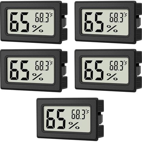 Thermo-hygromètre intérieur, 5 x mini hygromètre intérieur, pour serre, boîte reptile, voiture, maison, bureau. Pratique et polyvalent. (1/5)