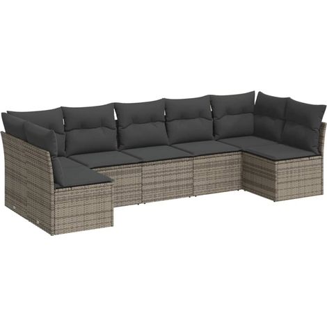 Maison Exclusive - 7-tlg. Garten-Sofagarnitur mit Kissen Grau Pol