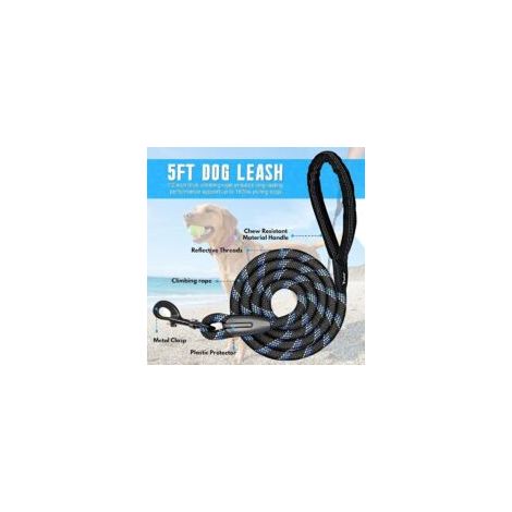 Correa para perros con mango suave, acolchado y antideslizante, cuerda de entrenamiento para cachorros, perros pequeños, medianos y grandes, adecuada para correr, trotar y hacer senderismo (Negro) - C