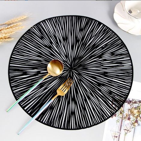 4 pièces - Sets de table ronds - Diamètre 38 cm - Résistants à la chaleur - Napperons de table décoratifs - Sous-plats ajourés - Noir