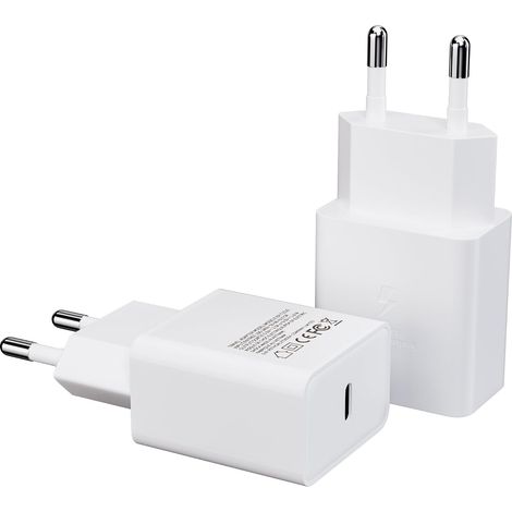 2-Pack Chargeurs USB C, Chargeur Rapide de Type C pour Téléphone Portable Adaptateur pour Samsung Galaxy A54 A53 A34 A33 A20e A14 A13 5g M54 M53 M34 M33 M14 A70 A52 M52 M51 S8 S9 S10 S20 S21 Plus (1/5)