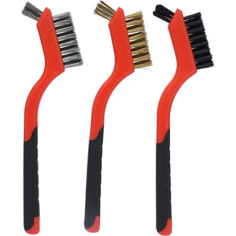 Ensemble de Brosses Métalliques en Laiton et Acier Inoxydable, Poignée Ergonomique Courbée pour Cuisinière à Gaz et Hotte (1/5)