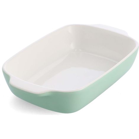 Plat à Four Rectangulaire Antiadhésif en Céramique avec Couvercle en Bambou, 26 cm/1,9L, sans PFAS, Gain de Place, Va au four jusqu'à 260°C, Va au Lave-Vaisselle, Pistache (1/5)