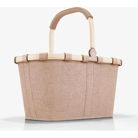Reisenthel A68594450 Carrybag Twist Cestino per la spesa in poliestere idrorepellente con tasca interna zip e struttura in alluminio colore Coffee