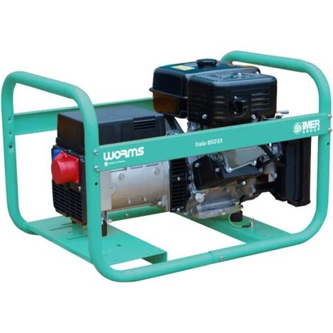 Imer – Groupe électrogène essence triphasé 9 kVA – Moteur WORMS EX 40 – Démarrage électrique – Autonomie 3h – Puissance sonore 72 dB(A) (1/3)