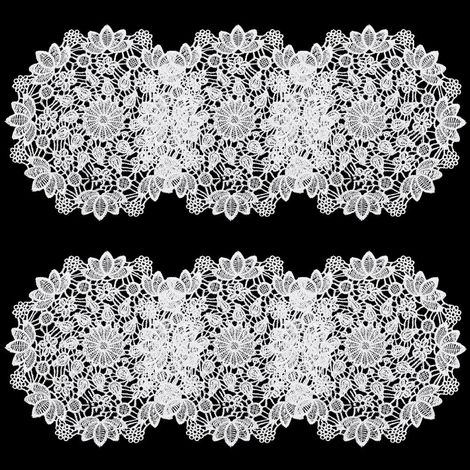 6 napperon Dentelle au Crochet Dessous Verre Dentelle Fait Main Rond Blanc Broderie Fleur Lotus Tapis Tasse Napperon Polyester Décoration pour Table Manger Commode Mariage 16x16cm (1/5)